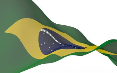 Brezilya bayrağı sallayarak. Ordem e Progresso. Sipariş ve ilerleme. Rio de Janeiro. Güney Amerika. Devlet sembolü. 3D çizim