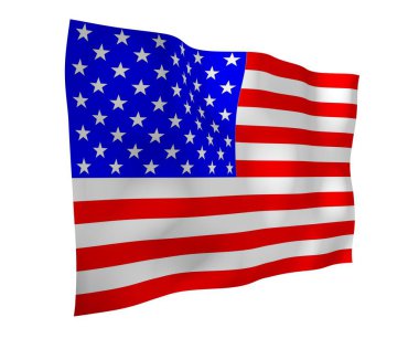 Amerika Birleşik Devletleri bayrağı sallıyor. Yıldızlar ve Çizgiler. ABD 'nin devlet sembolü. 3B illüstrasyon