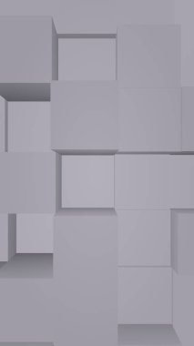 Soyut gri zarif küp geometrik arkaplan. Kaotik olarak gelişmiş dikdörtgen çubuklar. 3 Boyutlu Hazırlama, 3 Boyutlu Resim