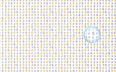 Bitcoin ve para birimi beyaz bir arka plan üzerinde. Dijital kripto sembolü. Döviz balonu, dalga etkisi, piyasa dalgalanmaları. İş konsepti. 3d illüstrasyon