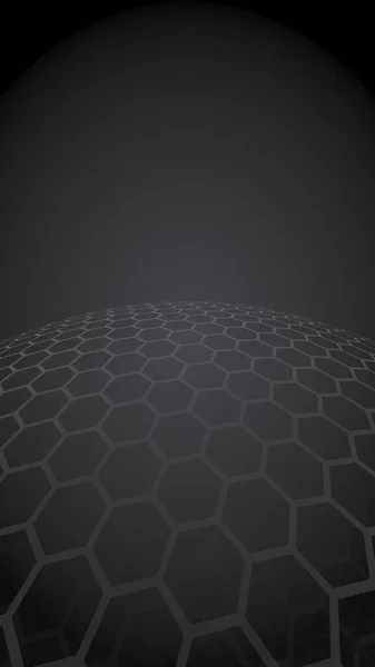 Többrétegű honeycombs gömb, sötét háttér szürke, szociális háló, számítógépes hálózat, technológia, globális hálózat. 3D-illusztráció — Stock Fotó
