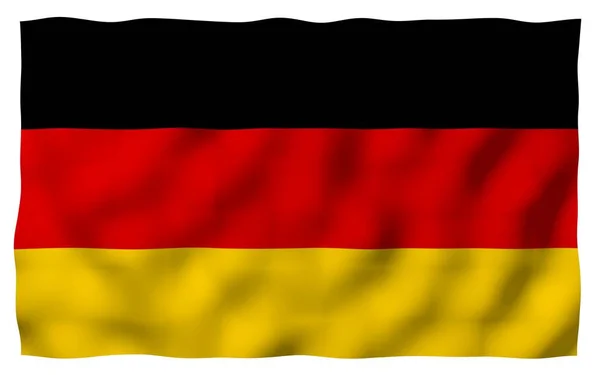 Vlajka Německa. 3D ilustrace v širokém formátu. Státní symbol Spolkové republiky Německo. 3D vykreslování — Stock fotografie
