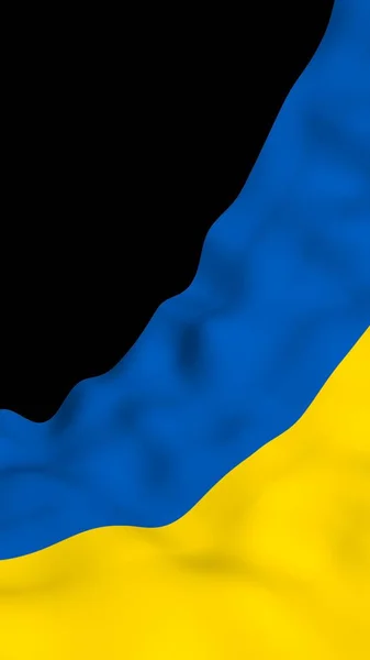 La bandera de Ucrania sobre un fondo oscuro. Bandera nacional y alférez estatal. Bicolor azul y amarillo. Ilustración 3D ondeando bandera —  Fotos de Stock