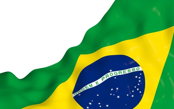 Flagge Brasiliens schwenkend. ordem e progresso. Ordnung und Fortschritt. Rio de Janeiro. Südamerika. Staatssymbol. 3D-Illustration — Stockfoto