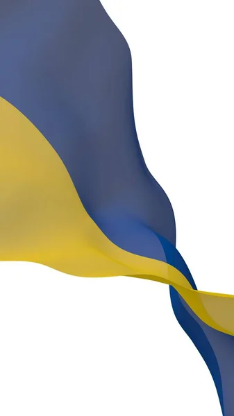 Ukraines flag på en hvid baggrund. Nationalt flag og statsfændrik. Blå og gul bicolour. 3D illustration vinke flag - Stock-foto
