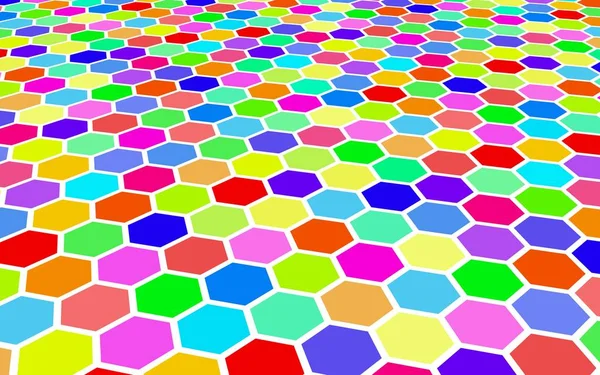 Медовые соты разноцветные. Перспективный взгляд на многоугольник похож на соту. Изометрическая геометрия. 3D иллюстрация — стоковое фото