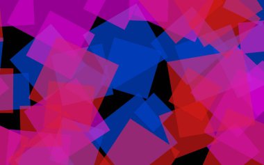 Koyu arka plan üzerinde çok renkli yarı saydam kareler. Pembe tonları. 3d illüstrasyon