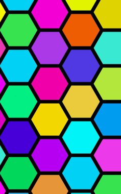 Petek çok renkli, çok renkli. Biyometrik geometri. 3d illüstrasyon