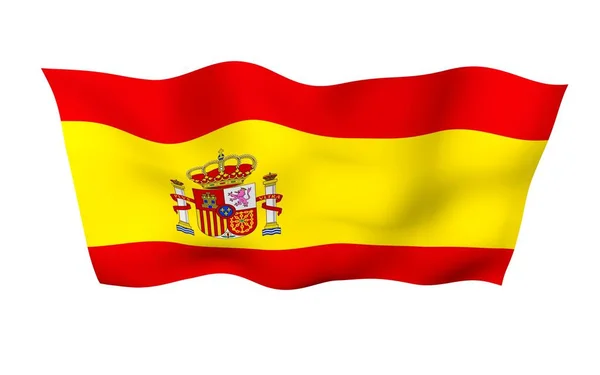 西班牙的国旗。西班牙王国的官方国家象征。概念:网页、体育网页、语文课程、旅游、设计元素.3d说明 — 图库照片