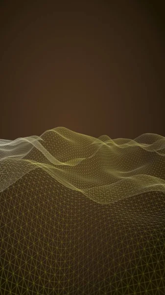 Abstract landscape on a dark background. Cyberspace orange grid. hi tech network. 3D illustration