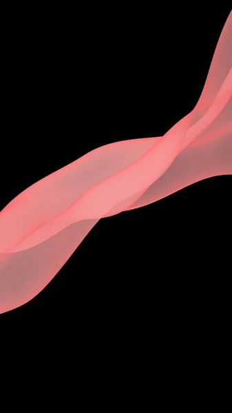 Abstrakt ljus röd våg. Ljust rött band på mörk bakgrund. Abstrakt röd rök. Ljusröd halsduk. Raster luft bakgrund. 3D-illustration — Stockfoto