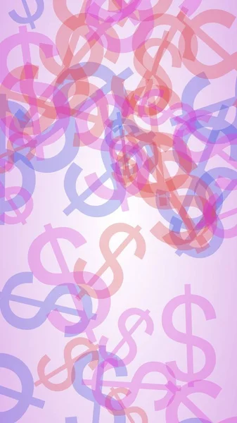 Veelkleurige doorschijnende dollartekens op witte achtergrond. Rode tinten. 3D illustratie — Stockfoto