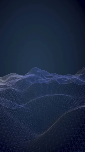 Abstrakt landskap på en blå bakgrund. Nätet för cyberrymden. Högteknologiskt nätverk. 3D-teknik illustration. 3D-illustration — Stockfoto