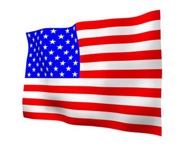 Amerika Birleşik Devletleri bayrağı sallıyor. Yıldızlar ve Çizgiler. ABD 'nin devlet sembolü. 3B illüstrasyon