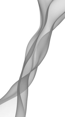 Soyut gri dalga. Raster hava desteği. Beyaz arka planda parlak gri kurdele. Gri eşarp. Soyut gri duman. 3B illüstrasyon