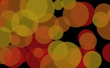 Koyu bir arka plan üzerinde çok renkli yarı saydam daireler. Sarı tonları. 3d illüstrasyon