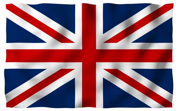 Büyük Britanya bayrağı sallayarak. İngiliz bayrağı. Birleşik Krallık of Büyük Britanya ve Kuzey İrlanda. İngiltere'de devlet sembolü. 3D çizim — Stok fotoğraf