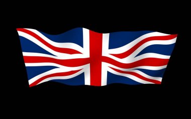Büyük Britanya bayrağını sallıyor. İngiliz bayrağı. Büyük Britanya ve Kuzey İrlanda Birleşik Krallığı. Birleşik Krallık 'ın sembolü. 3B illüstrasyon