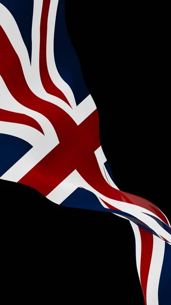Acenando bandeira da Grã-Bretanha em fundo escuro. Bandeira britânica. Reino Unido da Grã-Bretanha e Irlanda do Norte. Símbolo estatal do Reino Unido. Ilustração 3D — Fotografia de Stock