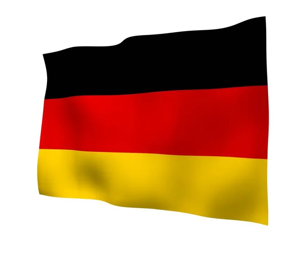 Flaga Niemiec. Szeroki format ilustracji 3D. Symbol państwa Republiki Federalnej Niemiec. Renderowanie 3D — Zdjęcie stockowe