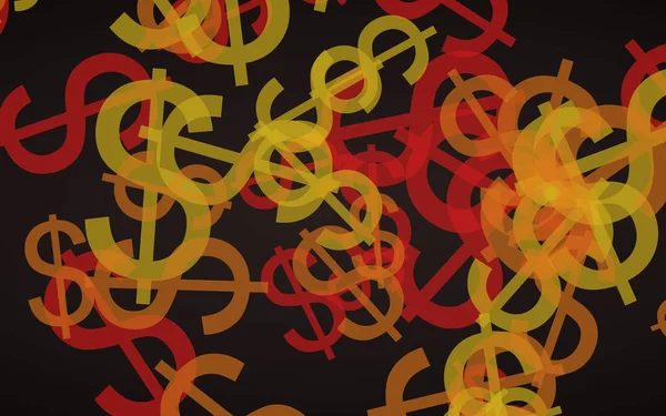 Signos de dólar translúcidos multicolores sobre fondo oscuro. Ilustración 3D —  Fotos de Stock
