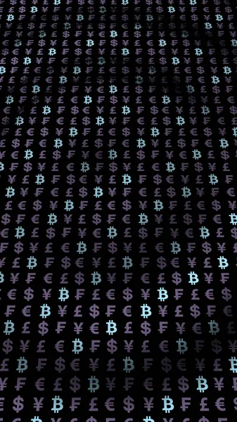 Bitcoin-Hintergrund. 3D-Illustration der Kryptowährung. Symbol für die digitale Währung. Geschäftskonzept. Bergbau, Entwicklung, Handel mit Krypto — Stockfoto