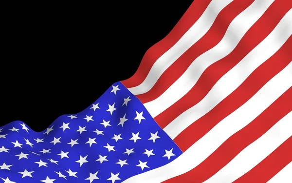 Drapeau agitant des États-Unis d'Amérique sur un fond sombre. Stars and Stripes. Symbole d'État des États-Unis. Illustration 3D — Photo