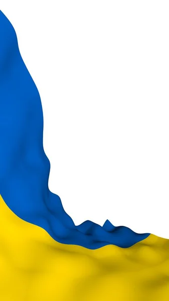 Le drapeau de l'Ukraine sur un fond blanc. Drapeau national et enseigne de l'État. Bicolore bleu et jaune. Illustration 3D agitant le drapeau — Photo