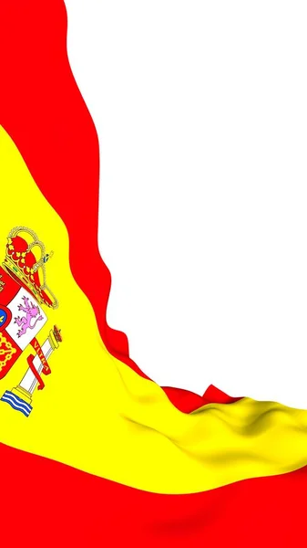 Španělská vlajka. Oficiální státní symbol Španělského království. Koncept: web, sportovní stránky, jazykové kurzy, cestování, designové prvky. 3D ilustrace — Stock fotografie