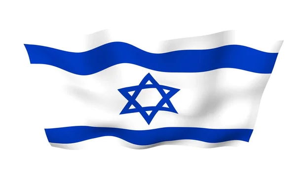 Israels flagga. Statssymbol för staten Israel. En blå Davids stjärna mellan två horisontella blå ränder på ett vitt fält. 3D-illustration — Stockfoto