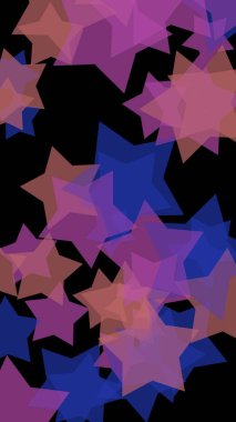 Koyu renkli yarı saydam yıldızlar. Dikey görüntü yönlendirmesi. 3d illüstrasyon