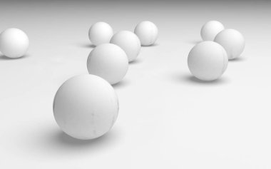 Beyaz soyut arka plan. Beyaz toplar beyaz arkaplanda izole edilmiş.