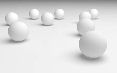 Beyaz soyut arka plan. Beyaz toplar beyaz arkaplanda izole edilmiş.