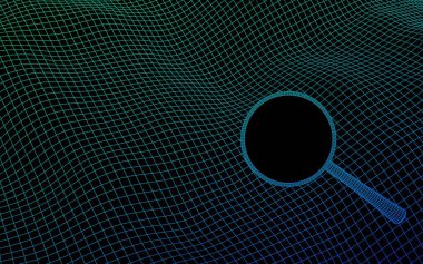 Karanlık bir arka planda soyut bir manzara. Şablon hazır. Siber uzay şebekesi. Modelleme. Merhaba teknoloji ağı. İnterneti arayın. 3B illüstrasyon