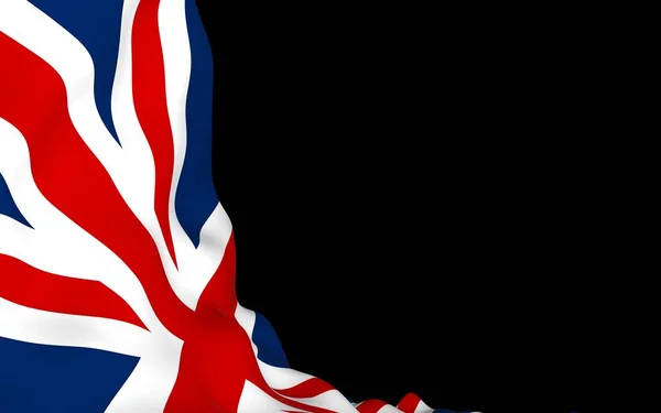 Flagge des Vereinigten Königreichs auf dunklem Hintergrund schwenkend. Britische Flagge. Vereinigtes Königreich Großbritannien und Nordirland. Staatssymbol Großbritanniens. 3D-Illustration — Stockfoto