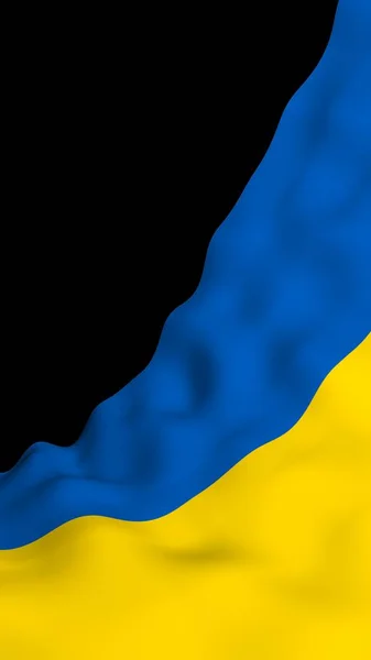 The flag of Ukraine on a dark background. National flag and state ensign. Blue and yellow bicolour. 3D illustration waving flag — Stock Photo, Image