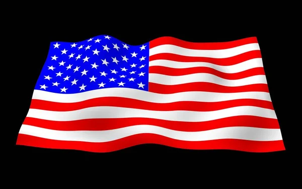 Mávání vlajkou Spojených států amerických na temném pozadí. Hvězdy a pruhy. Státní symbol USA. 3D ilustrace — Stock fotografie