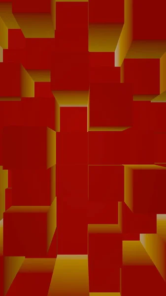 Soyut kırmızı zarif küp geometrik arka plan. Kaotik olarak gelişmiş dikdörtgen çubuklar. 3d Rendering, 3d illüstrasyon — Stok fotoğraf