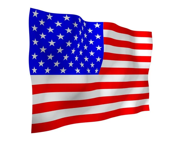 Mávání vlajkou Spojených států amerických. Hvězdy a pruhy. Státní symbol USA. 3D ilustrace — Stock fotografie