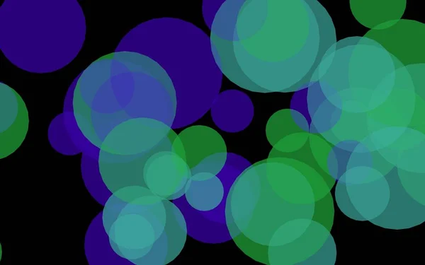 Cerchi multicolori traslucidi su sfondo scuro. Toni verdi. Illustrazione 3D — Foto Stock