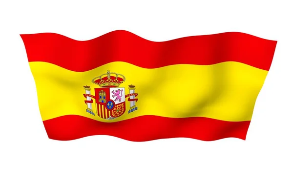 Le drapeau d'Espagne. Symbole officiel du Royaume d'Espagne. Concept : web, pages sportives, cours de langues, voyages, éléments de design. Illustration 3d — Photo