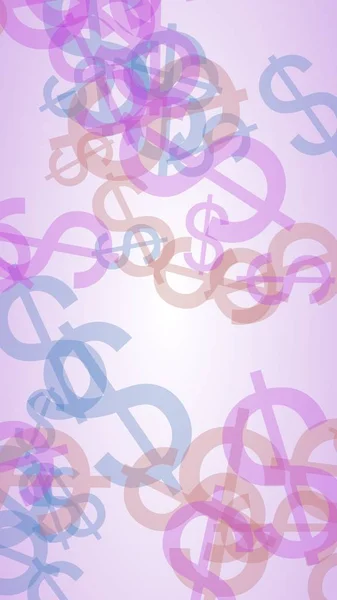 Többszínű áttetsző dollár jelek fehér alapon. Vörös tónusok. 3D illusztráció — Stock Fotó