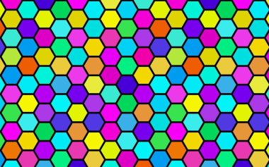 Petek çok renkli, çok renkli. Biyometrik geometri. 3d illüstrasyon