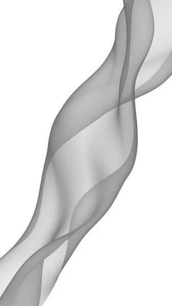 Αφηρημένο γκρι κύμα. Raster αέρα φόντο. Λαμπερή γκρι κορδέλα σε λευκό φόντο. Γκρι μαντήλι. Αφηρημένος γκρι καπνός. 3D απεικόνιση — Φωτογραφία Αρχείου