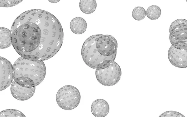 Ätherum ökonomische Finanzblase. Kryptowährung 3D-Illustration. Geschäftskonzept. graue Blasen auf weißem Hintergrund — Stockfoto