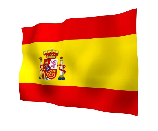 A spanyol zászló. A Spanyol Királyság hivatalos állami szimbóluma. Koncepció: web, sportoldalak, nyelvtanfolyamok, utazás, design elemek. 3d illusztráció — Stock Fotó