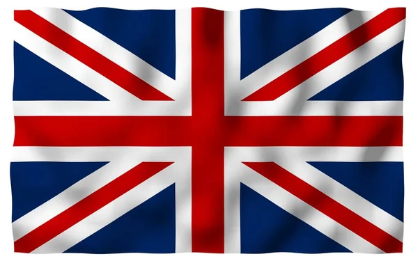 Waving flag of the Great Britain. British flag. United Kingdom of Great Britain and Northern Ireland. State symbol of the UK. 3D illustration — Stock Photo, Image