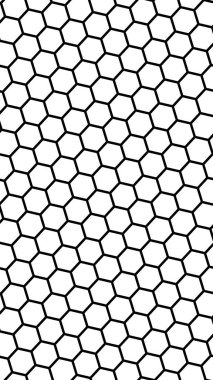 Beyaz arka plan daki siyah petek. Çokgen in perspektif görünümü petek gibi görünüyor. Biyometrik geometri. Dikey görüntü yönlendirmesi. 3d illüstrasyon