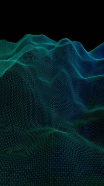 Soyut manzara arka plan. Siber uzay mor ızgarası. merhaba teknoloji ağı. 3d illüstrasyon