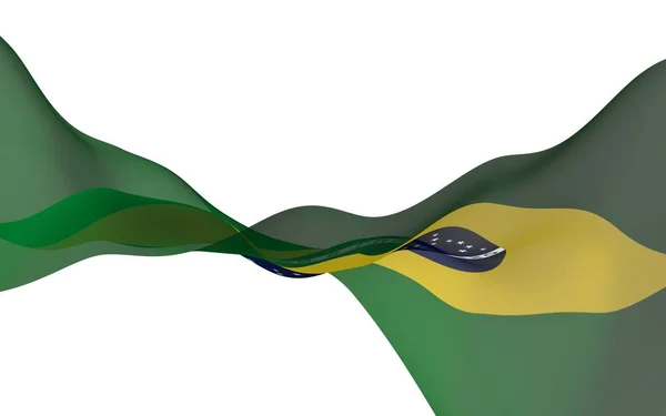 Ondeando la bandera de Brasil. Ordem e Progresso. Orden y progreso. Río de Janeiro. Sudamérica. Símbolo estatal. Ilustración 3D — Foto de Stock